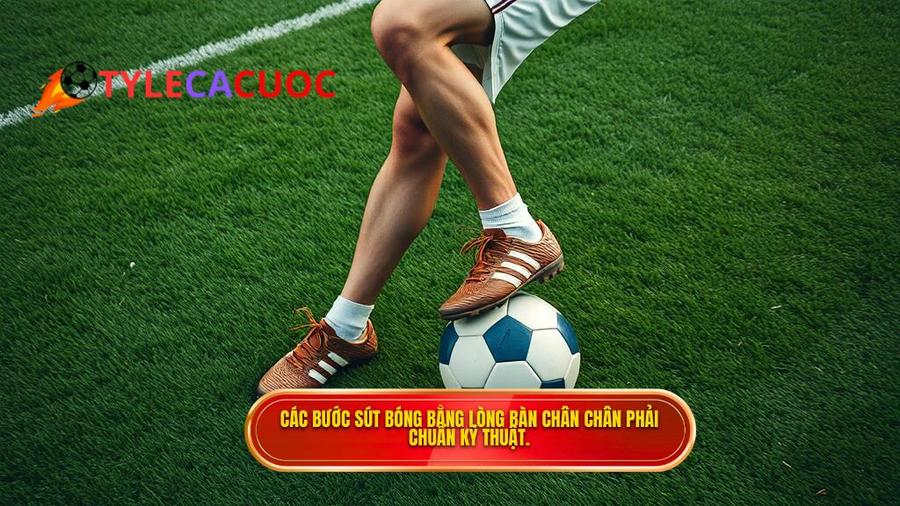 Phân tích chi tiết các bước thực hiện kỹ thuật sút bóng bằng lòng bàn chân phải